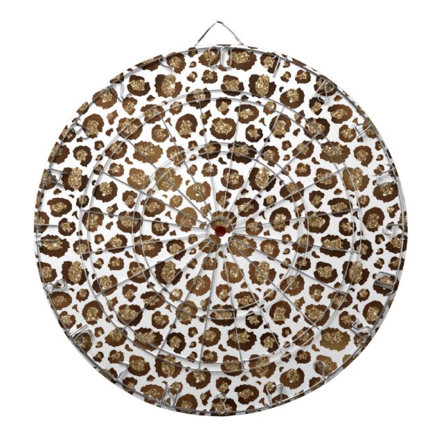 Leopard Spots Wild Animals Golden Glitter Safari Dartboard (Front)