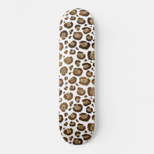 Leopard Spots Wild Animals Golden Glitter Safari Skateboard