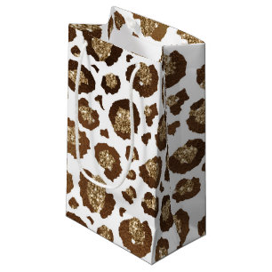 Leopard Spots Wild Animals Golden Glitter Safari Small Gift Bag