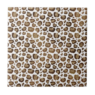 Leopard Spots Wild Animals Golden Glitter Safari Tile