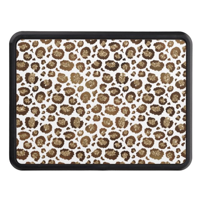 Leopard Spots Wild Animals Golden Glitter Safari Trailer Hitch Cover (Front)