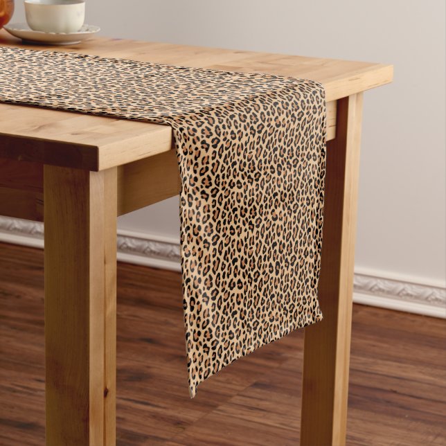 Leopard Spots Wild Cat Fur Pattern Long Table Runner (In Situ)