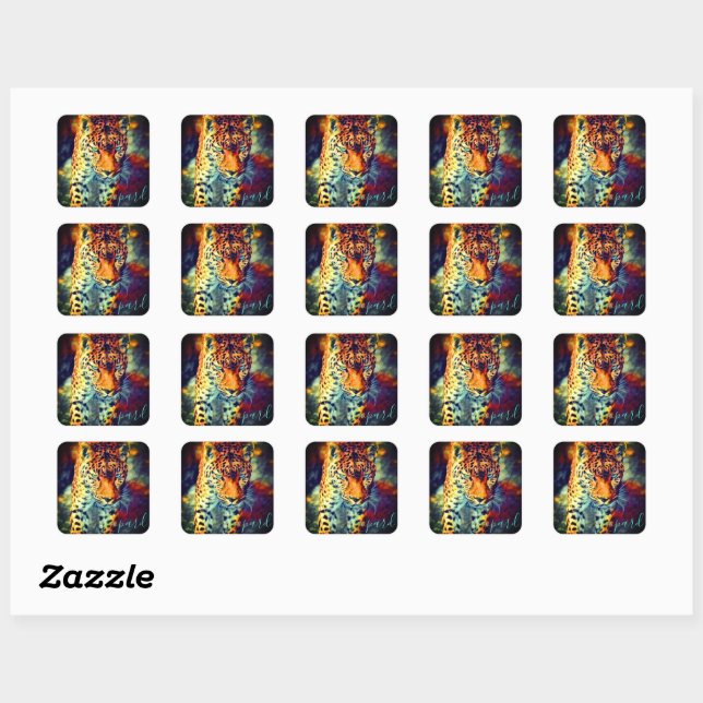 Leopard [Square Seal] Square Sticker (Sheet)