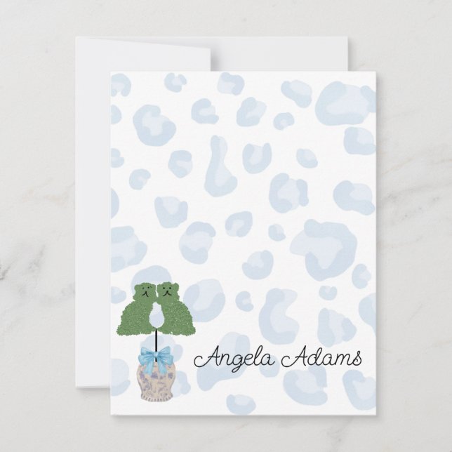 Leopard Staffordshire Dogs Topiary Note Card (Front)