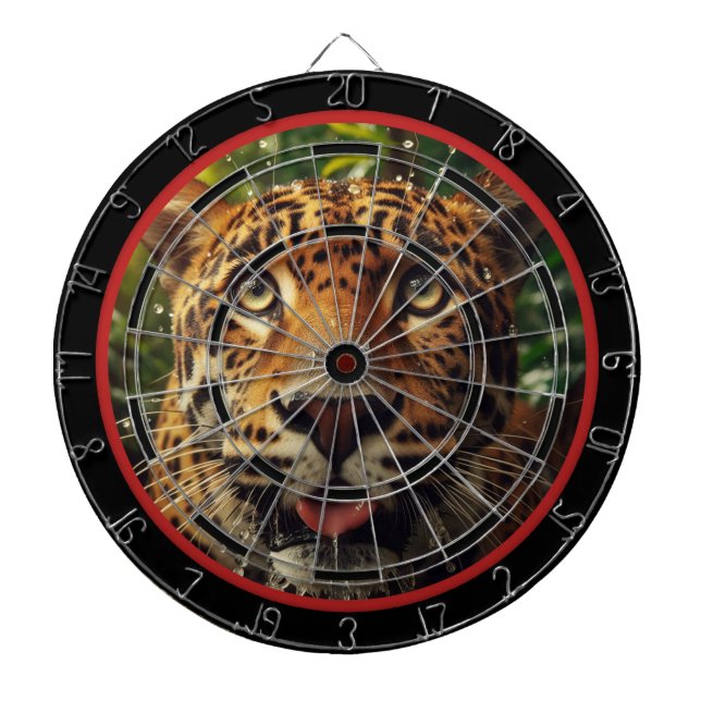 Leopard Stares While in Jungle Regulation  Dartboard (Front)