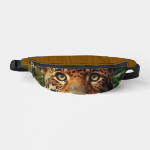 Leopard Stares While Lapping Water in Jungle Fanny Pack