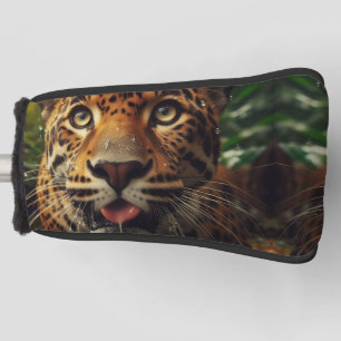 Leopard Stares While Lapping Water in Jungle  Golf Head Cover