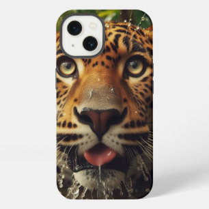 Leopard Stares While Lapping Water in Jungle  iPhone 13 Case