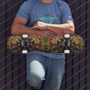 Leopard Stares While Lapping Water in Jungle Skateboard