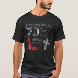 Leopard Stepping Into My 70Th Birthday With Gods G T-Shirt