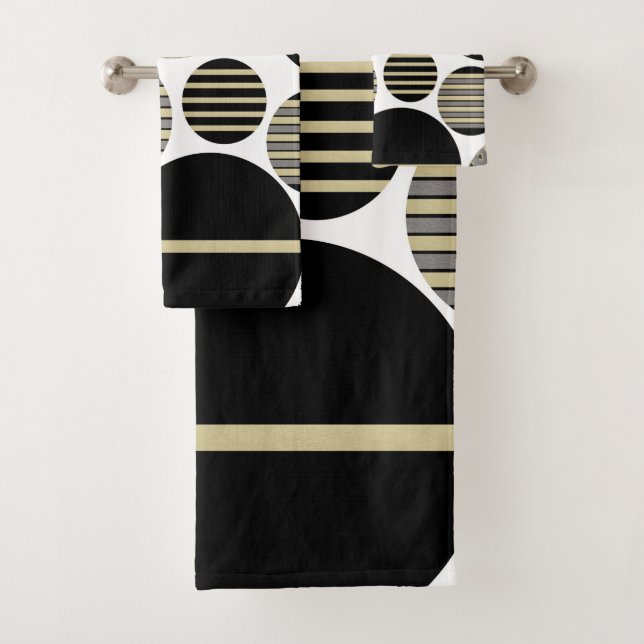 Leopard Stripes Christmas Balls Glam #1 #xmas #art Bath Towel Set (Insitu)