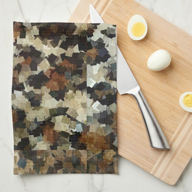 Leopard Style Brown Black Square Pattern Kitchen Towel (Quarter Fold)