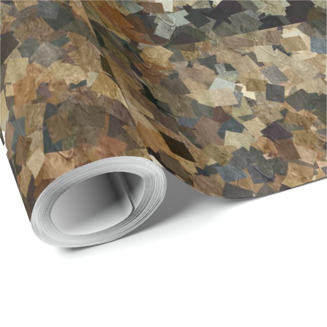 Leopard Style Brown Black Square Pattern Wrapping Paper (Roll Corner)