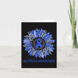 Leopard Sunflower Alopecia Awareness Blue Ribbon S Card