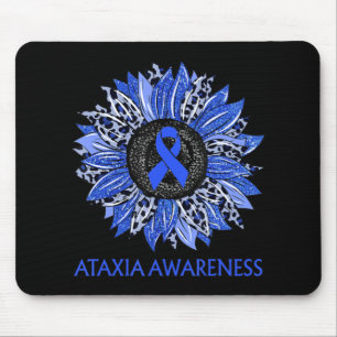 Leopard Sunflower Ataxia Awareness Blue Ribbon Sup Mouse Pad