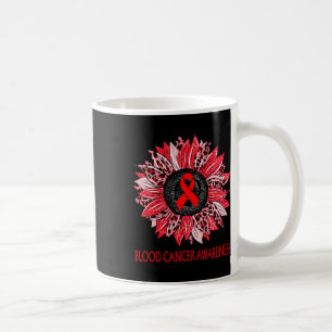 Leopard Sunflower Blood Cancer Awareness Red Ribbo Coffee Mug