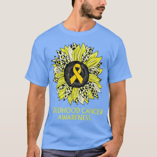 Leopard Sunflower Childhood Cancer Awareness Yello T-Shirt
