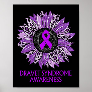 Leopard Sunflower Dravet Syndrome Awareness Purple Poster