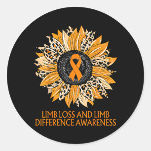 Leopard Sunflower Limb Loss and Limb Difference Classic Round Sticker