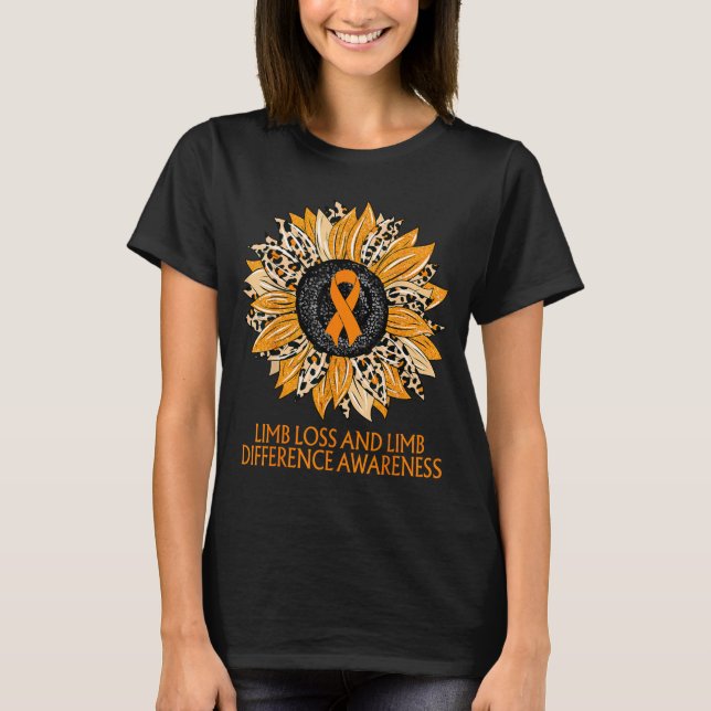 Leopard Sunflower Limb Loss and Limb Difference T-Shirt (Front)