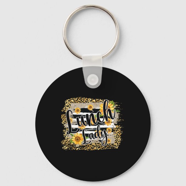 Leopard Sunflower Lunch Lady First Day Ck To Schoo Keychain (Front)