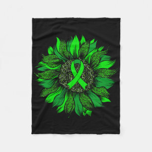 Leopard Sunflower Mental Health Awareness Green Ri Fleece Blanket
