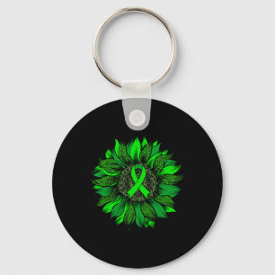 Leopard Sunflower Mental Health Awareness Green Ri Keychain