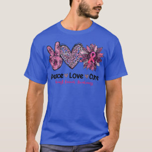 Leopard Sunflower Peace Love Cure Breast Cancer Aw T-Shirt