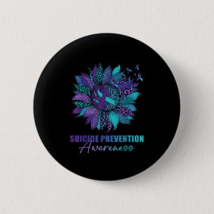 Leopard Sunflower Suicide Prevention Awareness Day 2 Inch Round Button