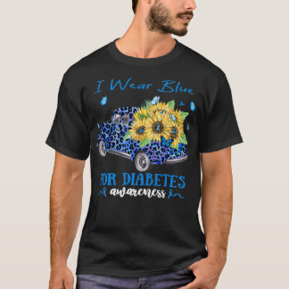 Leopard Sunflower Truck I Wear Blue For Diabetes A T-Shirt