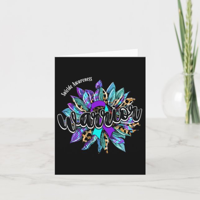 Leopard Sunflower Warrior Suicide Awareness  Card (Front)