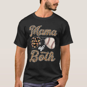 Leopard Sunglasses Cheer Baseball Mom Of Both Moth T-Shirt