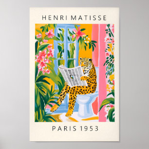 Léopard Sur Toilettes, Poster Drôle De Salle De Ba