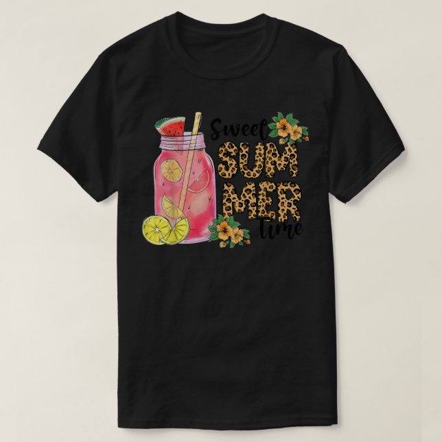 Leopard Sweet Summer Time Funny I Love Summer Beac T-Shirt (Design Front)