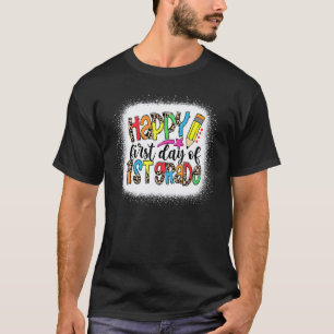 Leopard Teacher Happy First Day Of 1st Grade Back T-Shirt