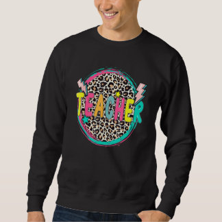 Leopard Teacher Happy First Day Of School Teacher Sweatshirt