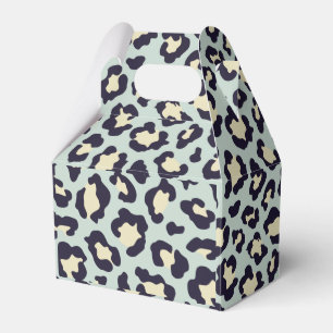 Leopard teal print favor box