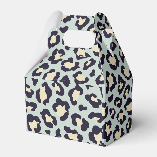 Leopard teal print favor box (Front Side)