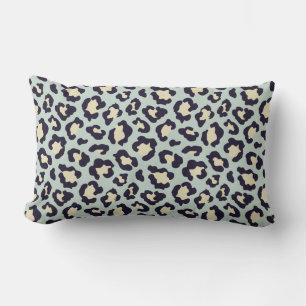 Leopard teal print throw pillow. lumbar pillow