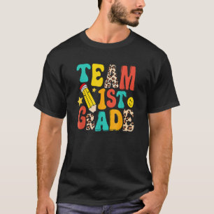Leopard Team First 1st Grade Teacher Student Back T-Shirt