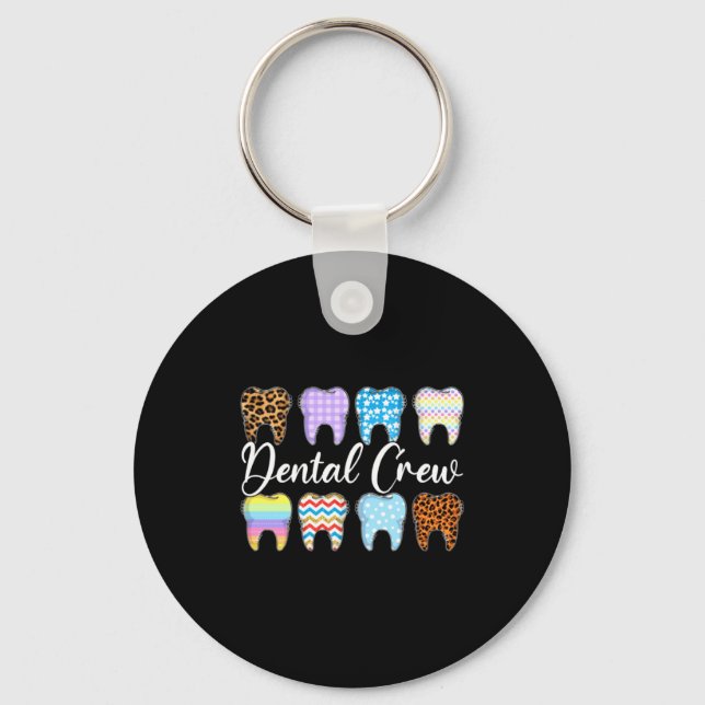Leopard Teeth Dental Crew Happy Easter Keychain (Front)