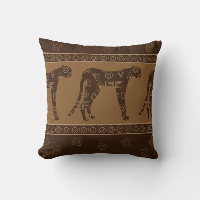 Leopard Textile Print in Brown and Tan Throw Pillow (Front)