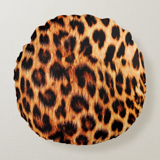 Leopard texture, African animal seamless pattern. Round Pillow (Front)