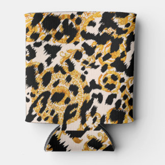 Leopard texture: gold baroque pattern. can cooler