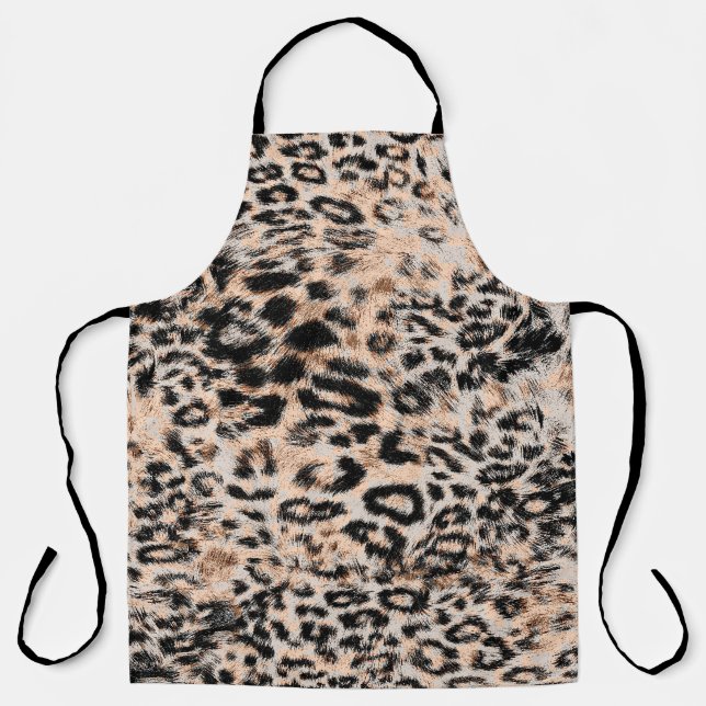 Leopard texture, leopard animal print pattern apron (Front)