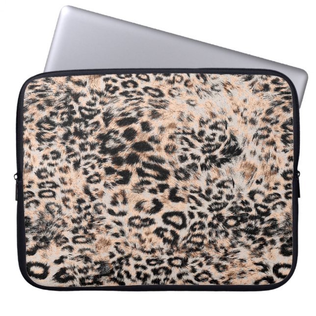 Leopard texture, leopard animal print pattern laptop sleeve (Front)