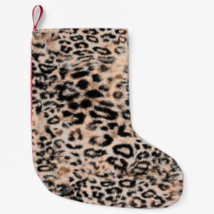 Leopard texture, leopard animal print pattern small christmas stocking