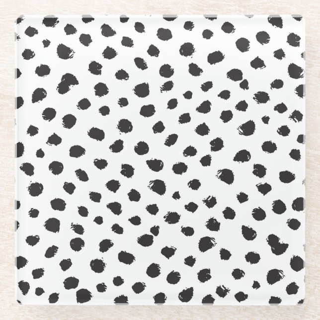 Leopard Texture: Vintage Seamless Pattern. Glass Coaster (Front)