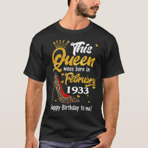 Leopard This Queen Was Born In February 1933 90th T-Shirt