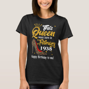 Leopard This Queen Was Born In February 1938 85th T-Shirt